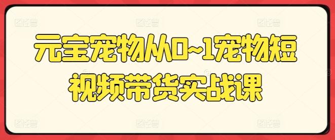 元宝宠物从0~1宠物短视频带货实战课-闲赋网
