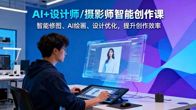 AI+设计师/摄影师智能创作课：智能修图、AI绘画、设计优化，提升创作效率-闲赋网