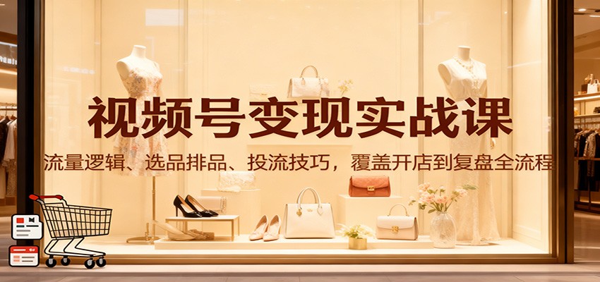 视频号变现实战课：流量逻辑、选品排品、投流技巧，覆盖开店到复盘全流程-闲赋网