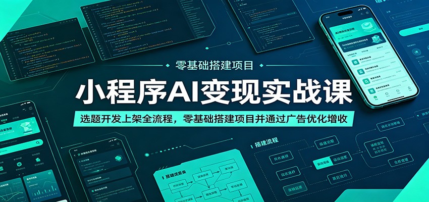 小程序AI变现实战课：选题开发上架全流程，零基础搭建项目并通过广告优化增收-闲赋网