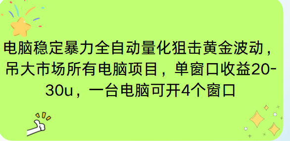 电脑EA策略挂机项目单窗口收益20-30u，单电脑可挂5-10个窗口收益稳健4位数-闲赋网