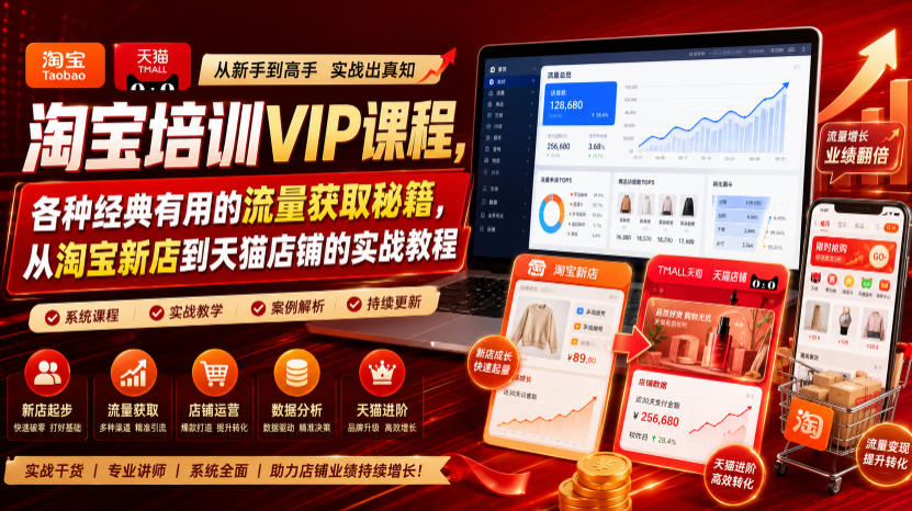 70c82f4d6e062a9f42889d2c295668a1.jpeg 淘宝培训VIP课程,各种经典有用的流量获取秘籍,从淘宝新店到天猫店铺的实战教程(更新09月17日)