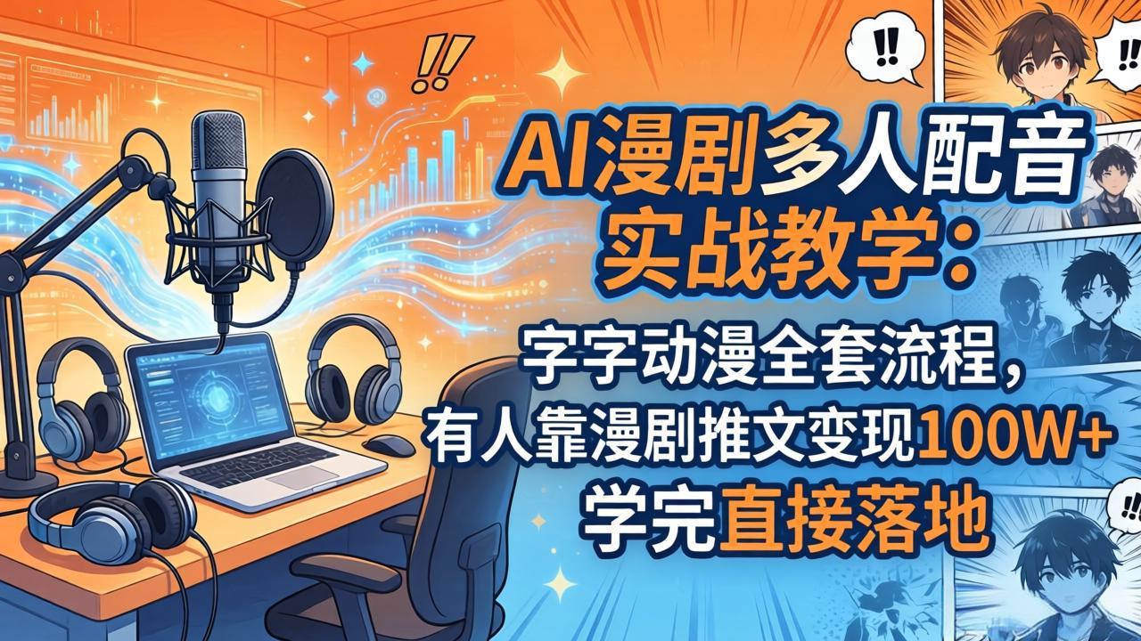 AI漫剧多人配音实战教学：字字动漫全套流程，有人靠漫剧推文变现100W+，学完直接落地-闲赋网