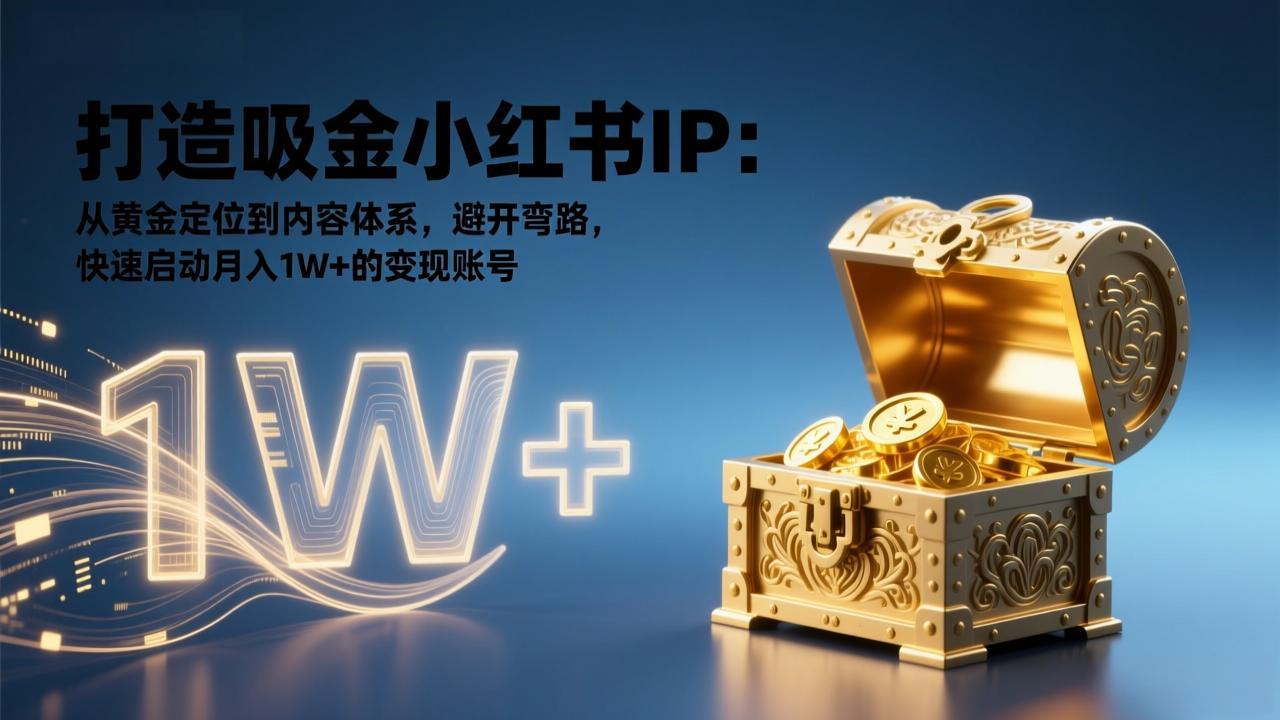 打造吸金小红书IP：从黄金定位到内容体系，避开弯路，快速启动月入1W+的变现账号-闲赋网