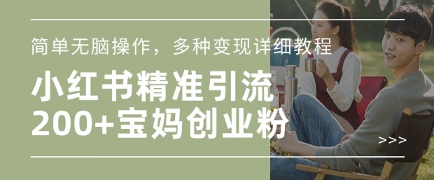 小红书混剪日引200+宝妈创业粉，简单无脑操作，多种变现详细教程-闲赋网