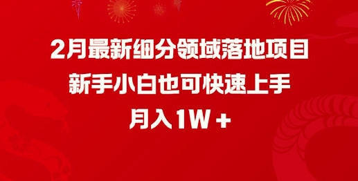2月最新细分领域落地项目，新手小白也可快速上手，月入1W-闲赋网