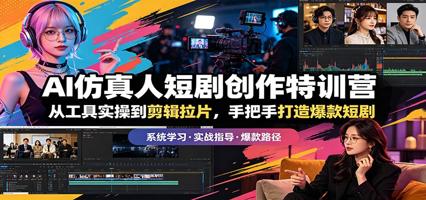 AI仿真人短剧创作特训营：从工具实操到剪辑拉片，手把手打造爆款短剧-闲赋网