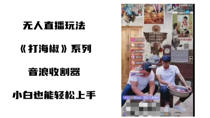 打海椒无人直播整蛊项目，小白轻松上手撸音浪收割器-闲赋网