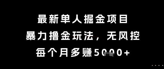 最新单人掘金项目，暴力撸金玩法，无风控，每个月多挣5k+【揭秘】-闲赋网