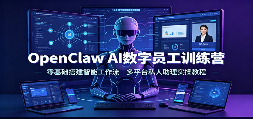 OpenClaw AI数字员工训练营：零基础搭建智能工作流，多平台私人助理实操教程-闲赋网