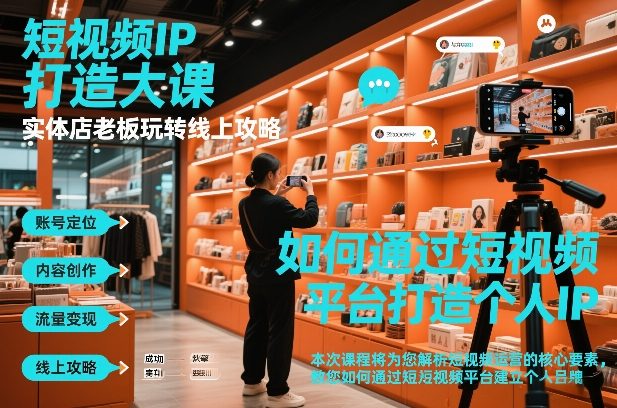 短视频ip打造大课，实体店老板玩转线上攻略-闲赋网