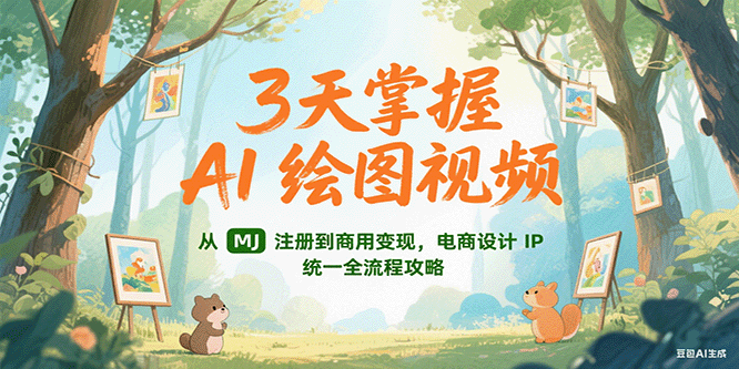 3天掌握AI绘图视频，从MJ 注册到商用变现，电商设计IP统一全流程攻略-闲赋网