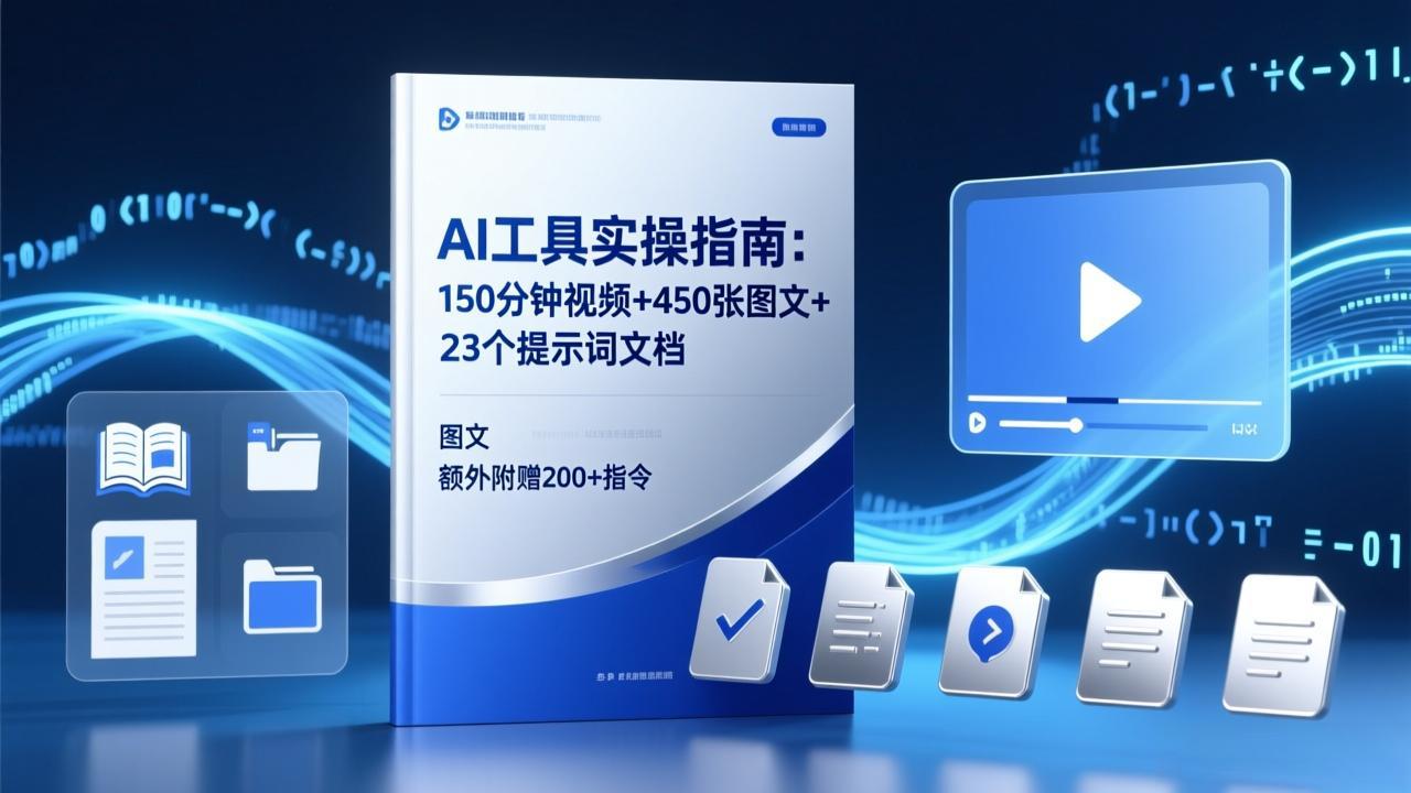 AI工具实操指南：150分钟视频+450张图文+23个提示词文档，额外附赠200+指令-闲赋网