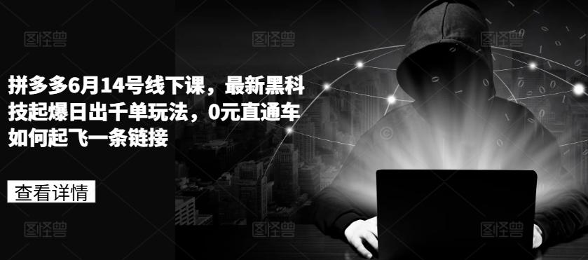 拼多多6月14号线下课，最新黑科技起爆日出千单玩法，0元直通车如何起飞一条链接-闲赋网