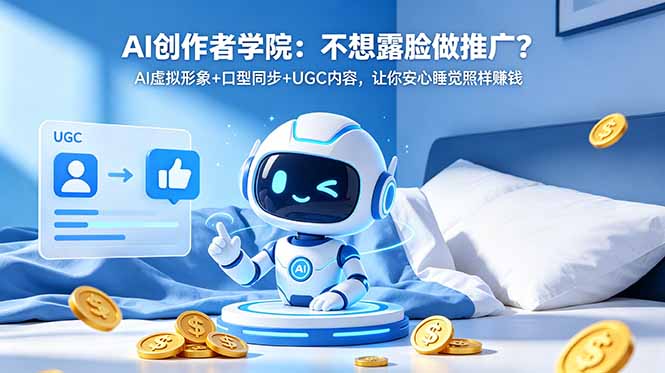 AI创作者学院：不想露脸做推广？AI虚拟形象+口型同步+UGC内容，让你安心睡觉照样赚钱-闲赋网