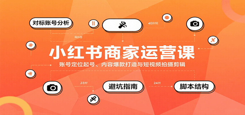 小红书商家运营课，账号定位起号、内容爆款打造与短视频拍摄剪辑-闲赋网