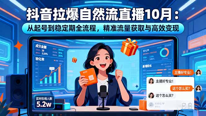 抖音拉爆自然流直播10月：从起号到稳定期全流程，精准流量获取与高效变现-闲赋网