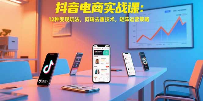 抖音电商实战课：12种变现玩法，剪辑去重技术，矩阵运营策略-闲赋网