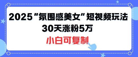 不露脸也能火！2025“氛围感美女”短视频玩法，30天涨粉5W小白可复制-闲赋网