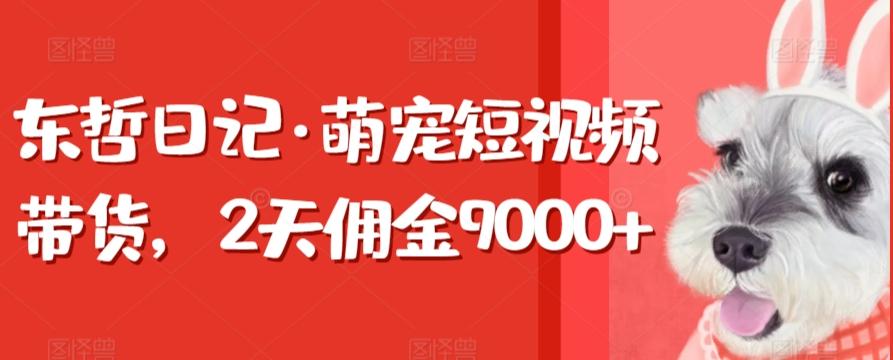 东哲日记·萌宠短视频带货，2天佣金9000+-闲赋网