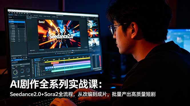AI剧作全系列实战课：Seedance2.0+Sora2全流程，从改编到成片，批量产出高质量短剧-闲赋网