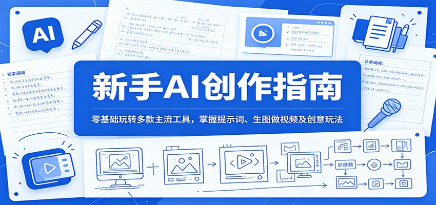 新手AI创作指南：零基础玩转多款主流工具，掌握提示词、生图做视频及创意玩法-闲赋网