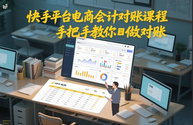 快手平台电商会计对账课程，手把手教你做对账-闲赋网
