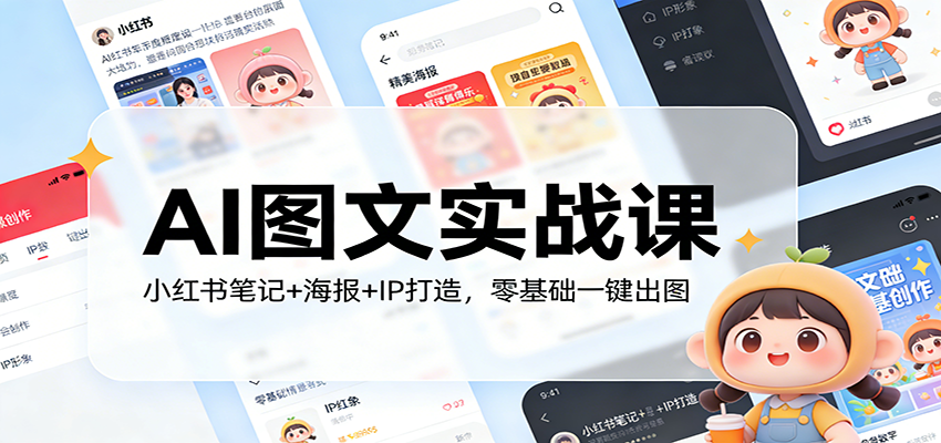 AI图文实战课：小红书笔记+海报+IP打造，零基础一键出图-闲赋网