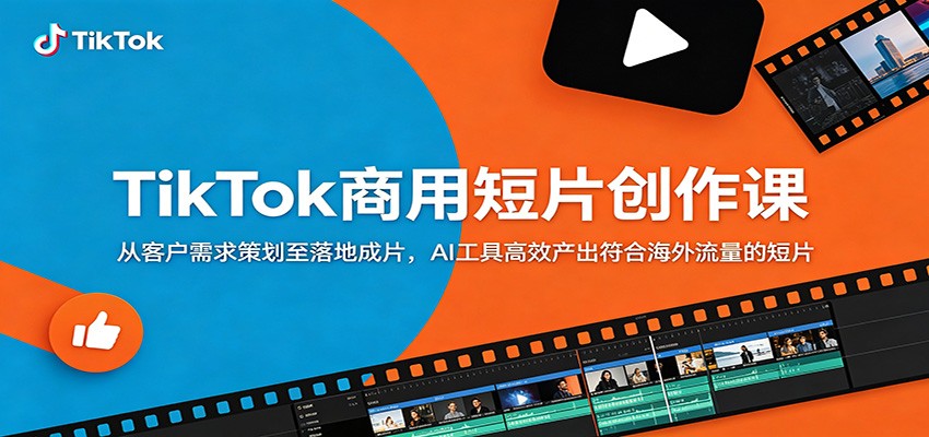 TikTok商用短片创作课：从客户需求策划至落地成片，AI工具高效产出符合海外流量的短片-闲赋网
