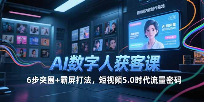 AI数字人获客课，6步突围+霸屏打法，短视频5.0时代流量密码-闲赋网