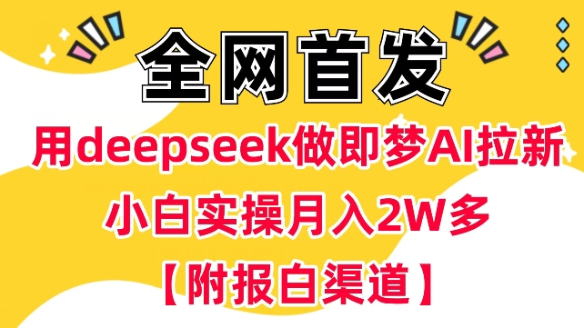 用deepseek做即梦Ai拉新 小白实操月入过W+【附报白渠道】-闲赋网