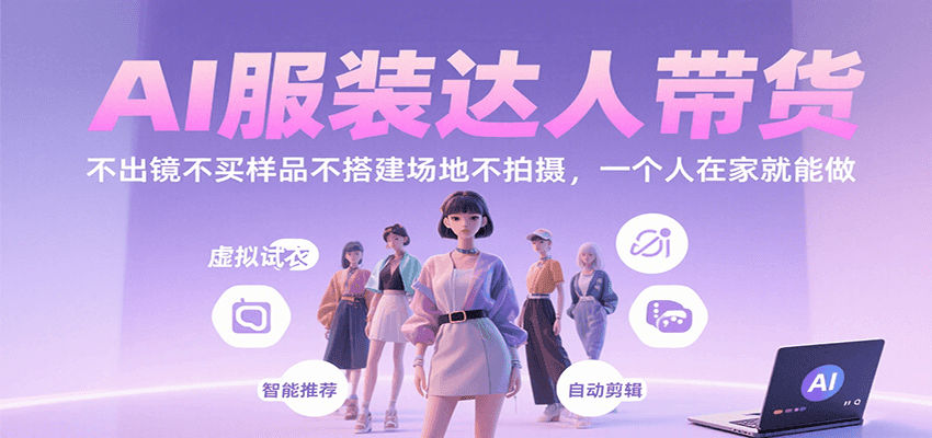 AI服装达人带货，不出镜不买样品不搭建场地不拍摄，一个人在家就能做-闲赋网