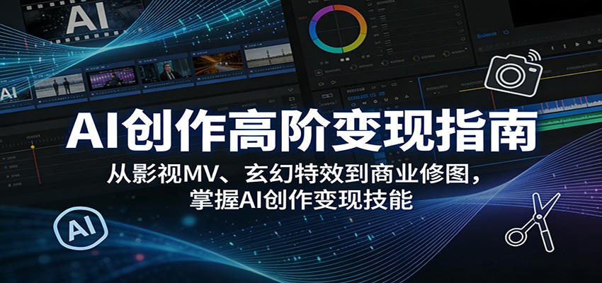AI创作高阶变现指南：从影视MV、玄幻特效到商业修图，掌握AI创作变现技能-闲赋网