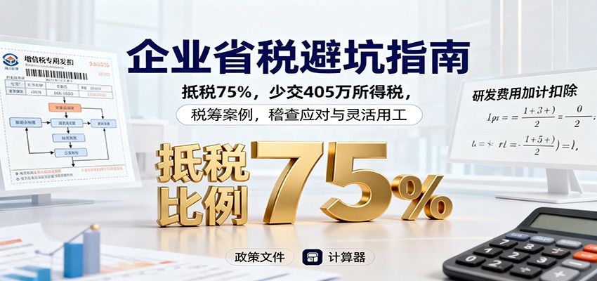企业省税避坑指南：抵税75%，少交405万所得税，税筹案例，稽查应对与灵活用工-闲赋网