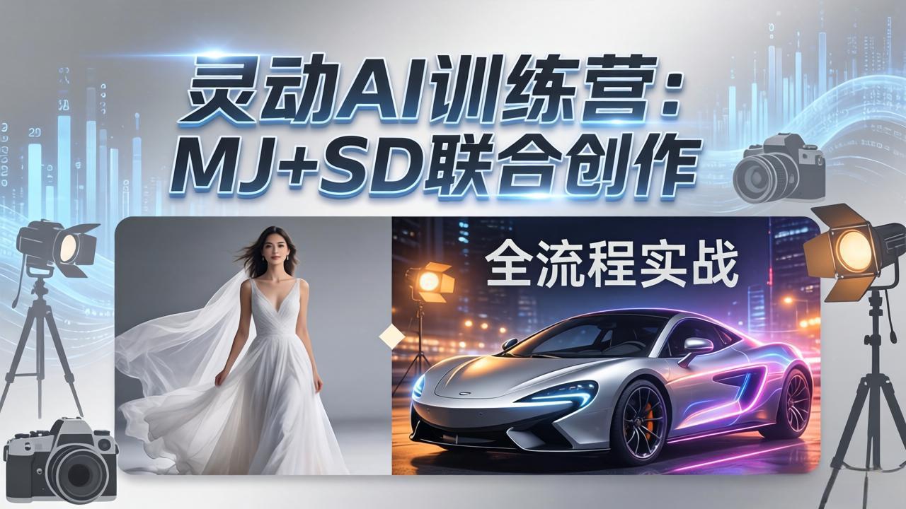 灵动AI训练营-3.0课程：MJ+SD联合创作，从婚纱大片到汽车广告，摄影后期全流程实战-闲赋网