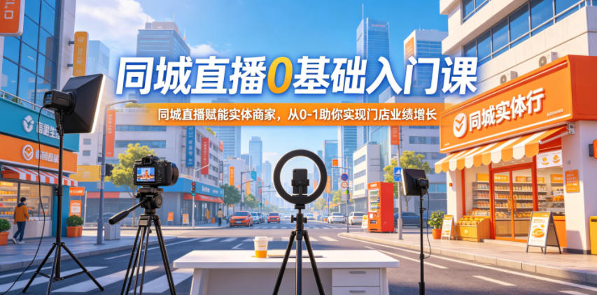 同城直播0基础入门课，同城直播赋能实体商家，从0-1助你实现门店业绩增长-闲赋网