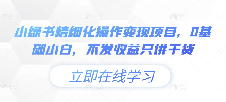 小绿书精细化操作变现项目，0基础小白，不发收益只讲干货-闲赋网