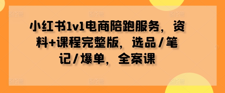 小红书1v1电商陪跑服务，资料+课程完整版，选品/笔记/爆单，全案课-闲赋网