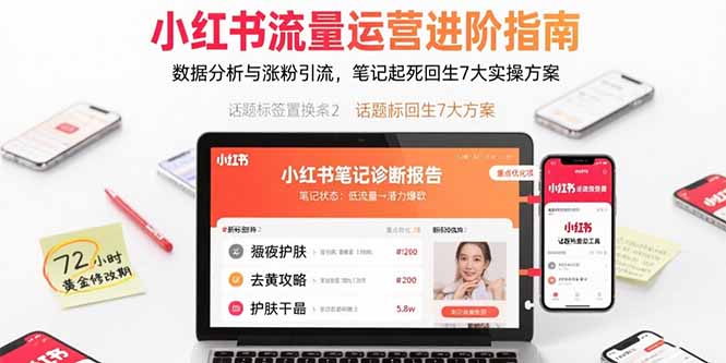 小红书流量运营进阶指南，数据分析与涨粉引流，笔记起死回生7大实操方案-闲赋网