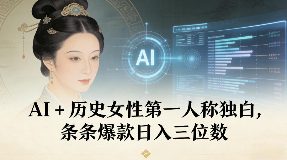 AI+历史女性第一人称独白，条条爆款日入三位数-闲赋网