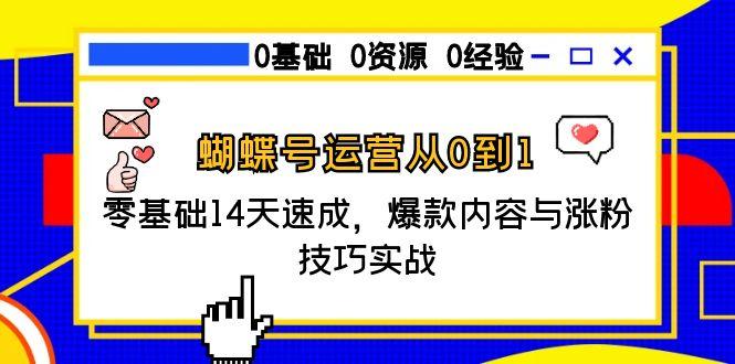 蝴蝶号运营从0到1，零基础14天速成，爆款内容与涨粉技巧实战-闲赋网