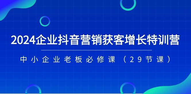 2024企业抖音-营销获客增长特训营，中小企业老板必修课(29节课-闲赋网