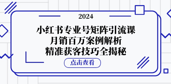 小红书专业号矩阵引流课，月销百万案例解析，精准获客技巧全揭秘-闲赋网