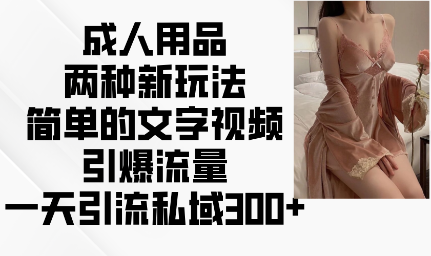 成人用品两种新玩法，简单的文字视频引爆流量，一天引流私域300+-闲赋网