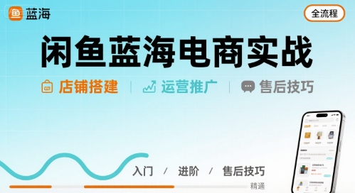 闲鱼蓝海电商实战，店铺搭建运营售后全流程-闲赋网