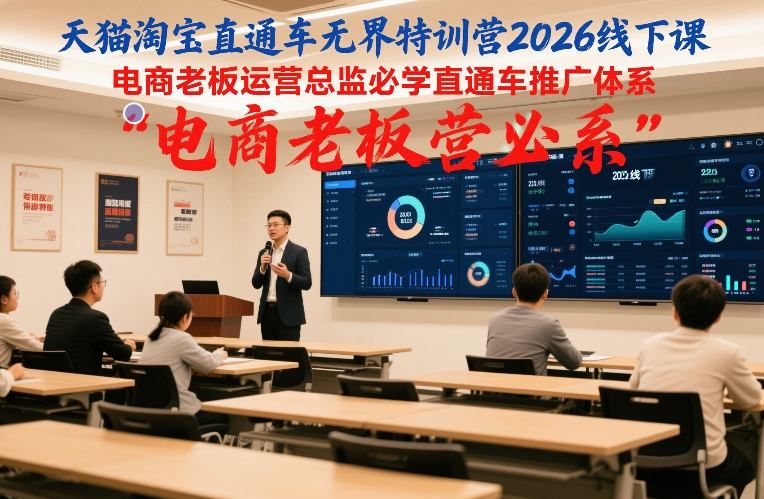 天猫淘宝直通车无界特训营2026线下课，电商老板运营总监必学直通车推广体系-闲赋网
