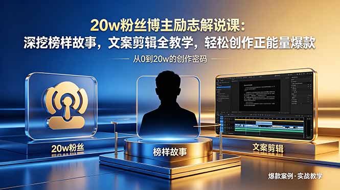 20w粉丝博主励志解说课：深挖榜样故事，文案剪辑全教学，轻松创作正能量爆款-闲赋网
