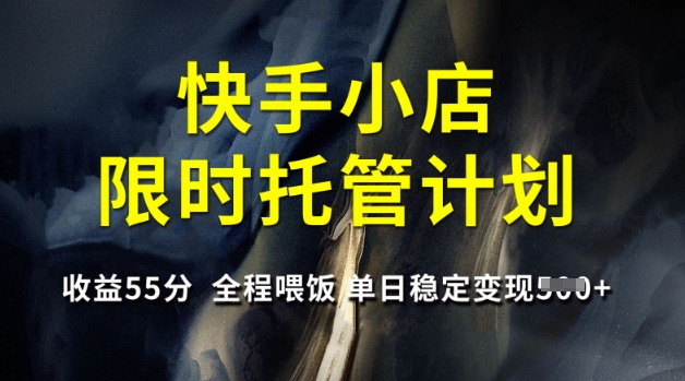 快手小店限时托管计划，收益55分，全程喂饭，单日稳定变现5张【揭秘】-闲赋网