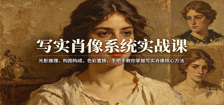 写实肖像系统实战课：光影推理、构图构成、色彩置换，手把手教你掌握写实肖像核心方法-闲赋网