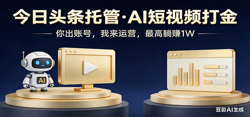 头条号AI托管，我提供作品，你提供账号，每天5分钟发布，小白躺赚3000+-闲赋网